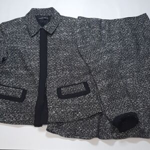 Lafayette 148 Blended Wool Button Clip Coat and Aline Skirt Set